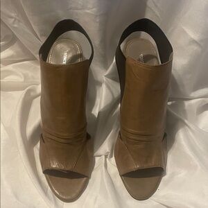 Vince Brown Leather Open-Toe Slingback Mules